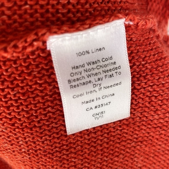Talbots 100% Linen Waterfall Cardigan Size Small Orange - Picture 10 of 10